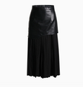 Load image into Gallery viewer, Parris Contrast Faux Leather Pleated Midi Skirt
