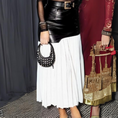 Load image into Gallery viewer, Parris Contrast Faux Leather Pleated Midi Skirt
