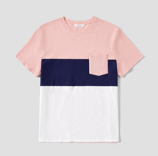 Alessandro Color Block Pink & Blue Men's T-Shirt