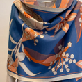 Load image into Gallery viewer, Pompotin Cozy Cashmere Feel Travel Blue/Orange Reversible Shawl
