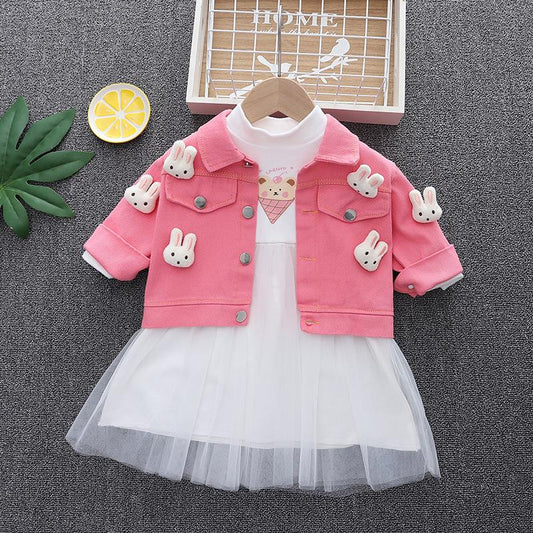 Raven Tulle Dress and Bunny Denim Jacket Set