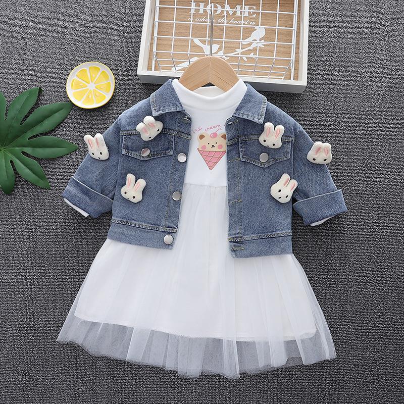 Raven Tulle Dress and Bunny Denim Jacket Set