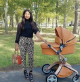 Load image into Gallery viewer, F22 Brown Baby Stroller: 360-Degree Rotating Seat and Reclining Baby Stroller
