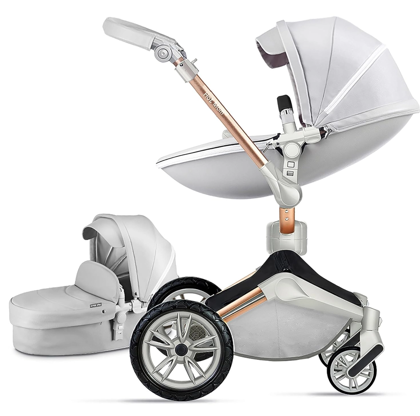 F023 Grey Baby Stroller: 360-Degree Rotating Seat and Reclining Baby Stroller