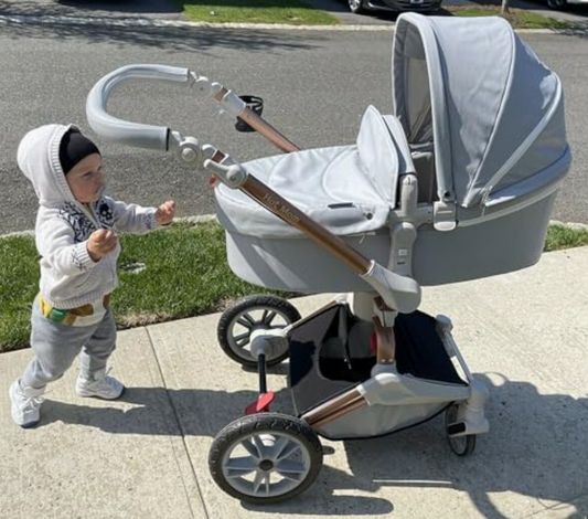 F023 Grey Baby Stroller: 360-Degree Rotating Seat and Reclining Baby Stroller