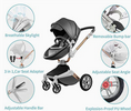 Load image into Gallery viewer, F023 Grey Stroller: 360-Degree Rotating Seat and Reclining Stroller
