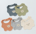 Load image into Gallery viewer, Renee Newborn Bear Bib – a must-have accessory for your little one's mealtime adventures! Made with double-layered pure cotton, this bib offers extra thickness and durability, ensuring a mess-free feeding experience. The adorable baby bear print 
