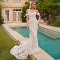 Load image into Gallery viewer, Resonara Fit & Flare Floral Lace Bridal Gown with Removable Skirt
