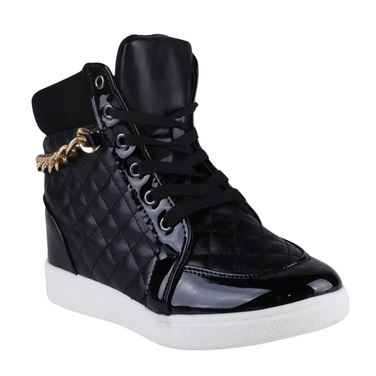 Romeo High Top Wedge Sneaker w/ Gold Chain