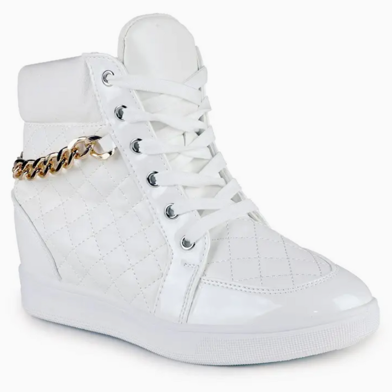 Romeo High Top Wedge Sneaker w/ Gold Chain