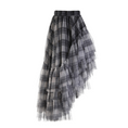 Load image into Gallery viewer, Rythmera Plaid Asymmetric Layered High Low Tulle Skirt
