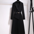 Load image into Gallery viewer, Sahar Women Blazer Pleated Dress with Genius Leather Belt
