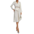 Load image into Gallery viewer, Sahar Women Blazer Pleated Dress with Genius Leather Belt
