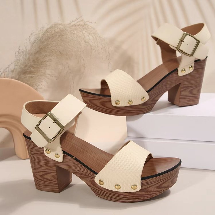 Sarah Chunky Block Heel Ankle Strap Platform Sandals