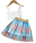 Load image into Gallery viewer, Sasha Floral Tulle Skirt 2 Piece Set 1 Dreamy Floral Top and 1 Flowy Tulle Skirt - the perfect combo for a springtime fashion statement
