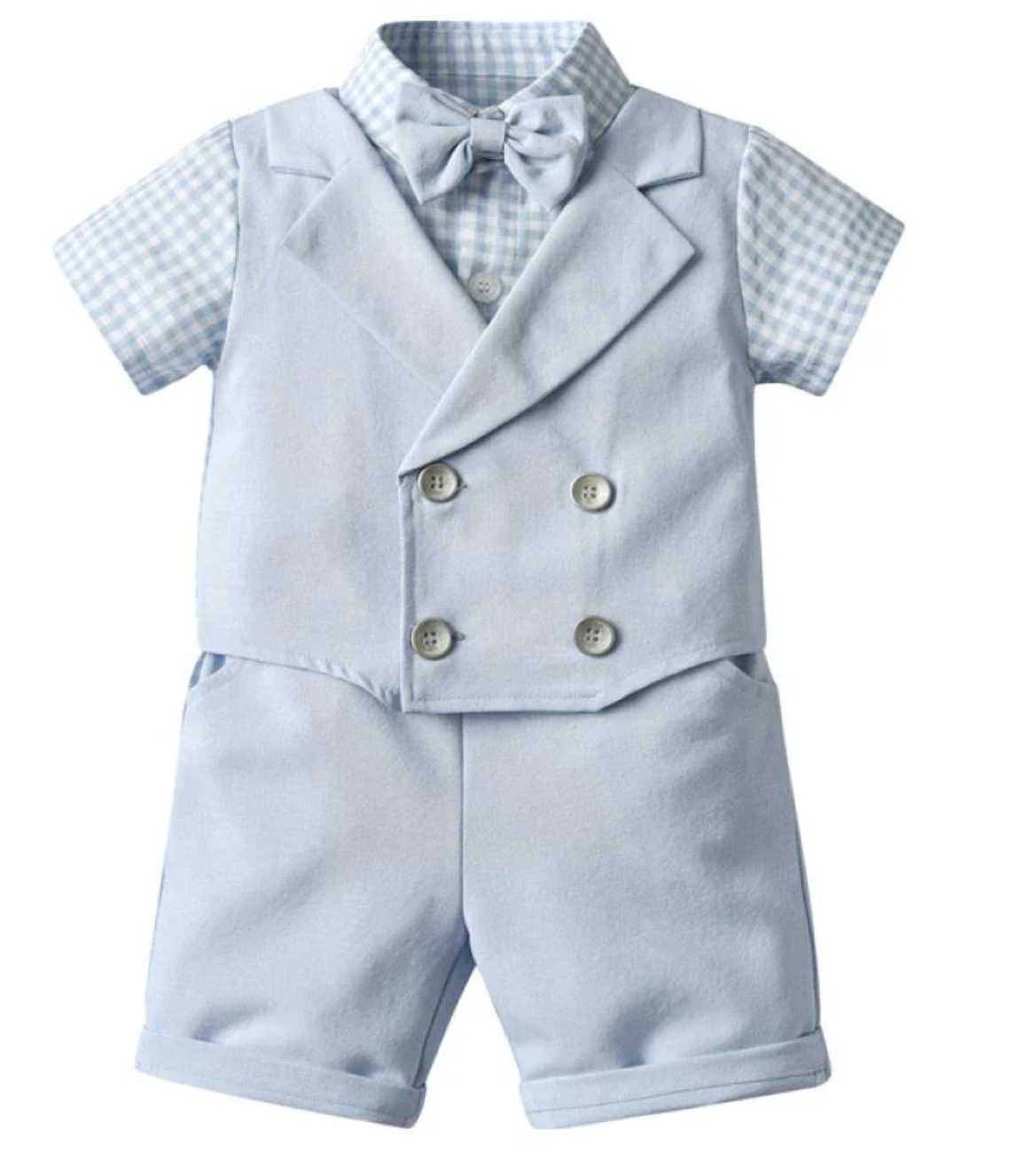 Sebastian 2 Piece Waistcoat Shorts Set 1 Comfy Top + 1 Stylish Shorts - the ultimate combo for a day of fun in the sun.