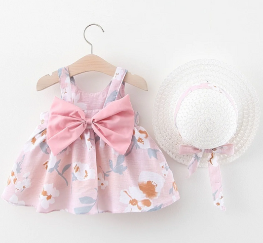 Savannah 2-Piece Floral Dress and Hat Set. The floral design adds a touch of spring magic, making her the belle, 1 Gorgeous Dress + 1 Stylish Hat – the ultimate duo for a standout look