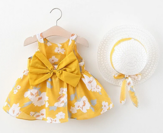 Savannah 2-Piece Floral Dress and Hat Set. The floral design adds a touch of spring magic, making her the belle, 1 Gorgeous Dress + 1 Stylish Hat – the ultimate duo for a standout look