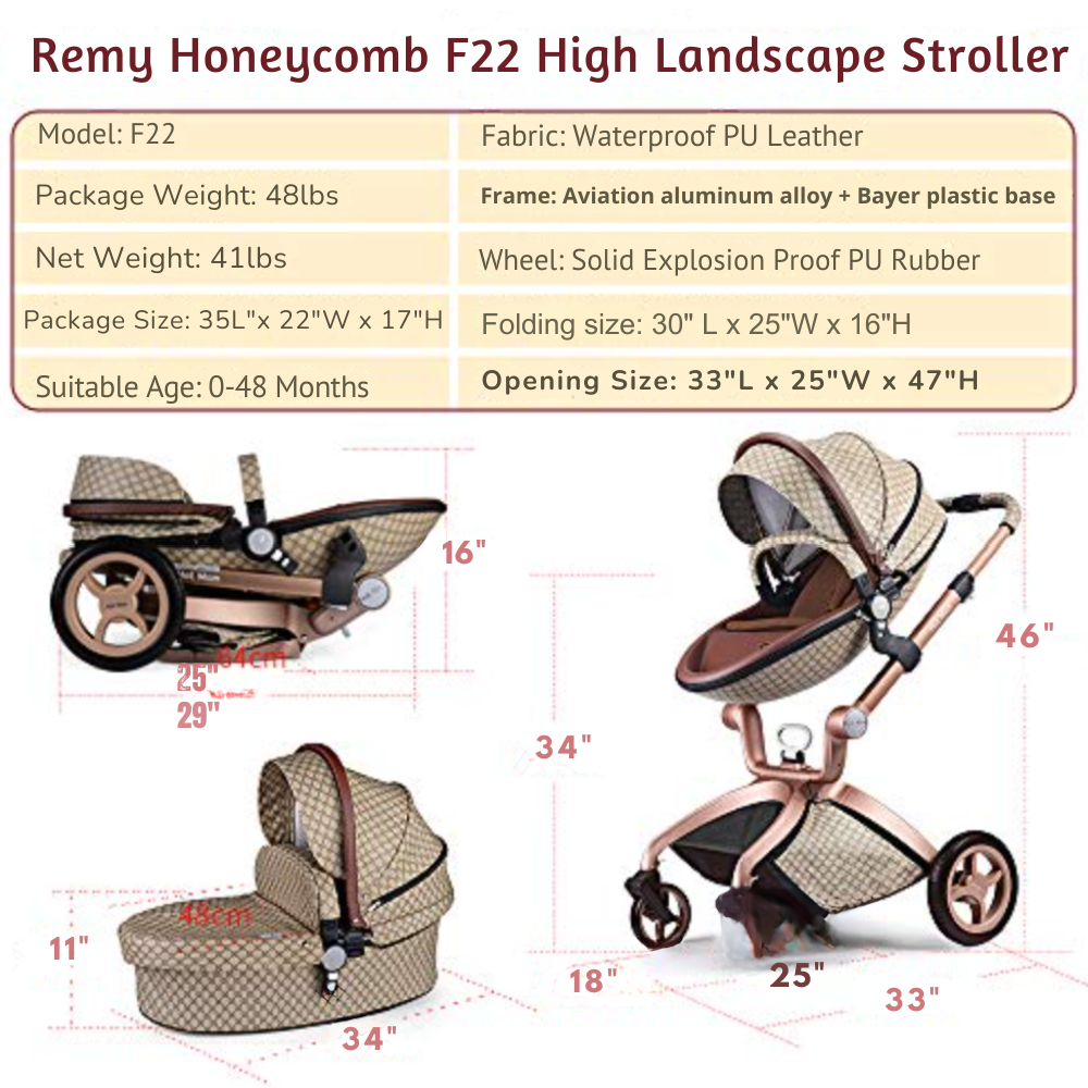 F22 Grid Baby Stroller: 360-Degree Rotating Seat and Reclining Baby Stroller