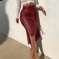 Load image into Gallery viewer, Tatihanna Faux Leather Pencil Bodycon Hi-Low Midi Skirt
