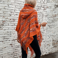 Load image into Gallery viewer, Taurynelle Striped Hooded Knitted Fringed Cape Shawl
