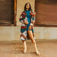 Load image into Gallery viewer, Tenille Blue Teal Aztec Button Down Coat
