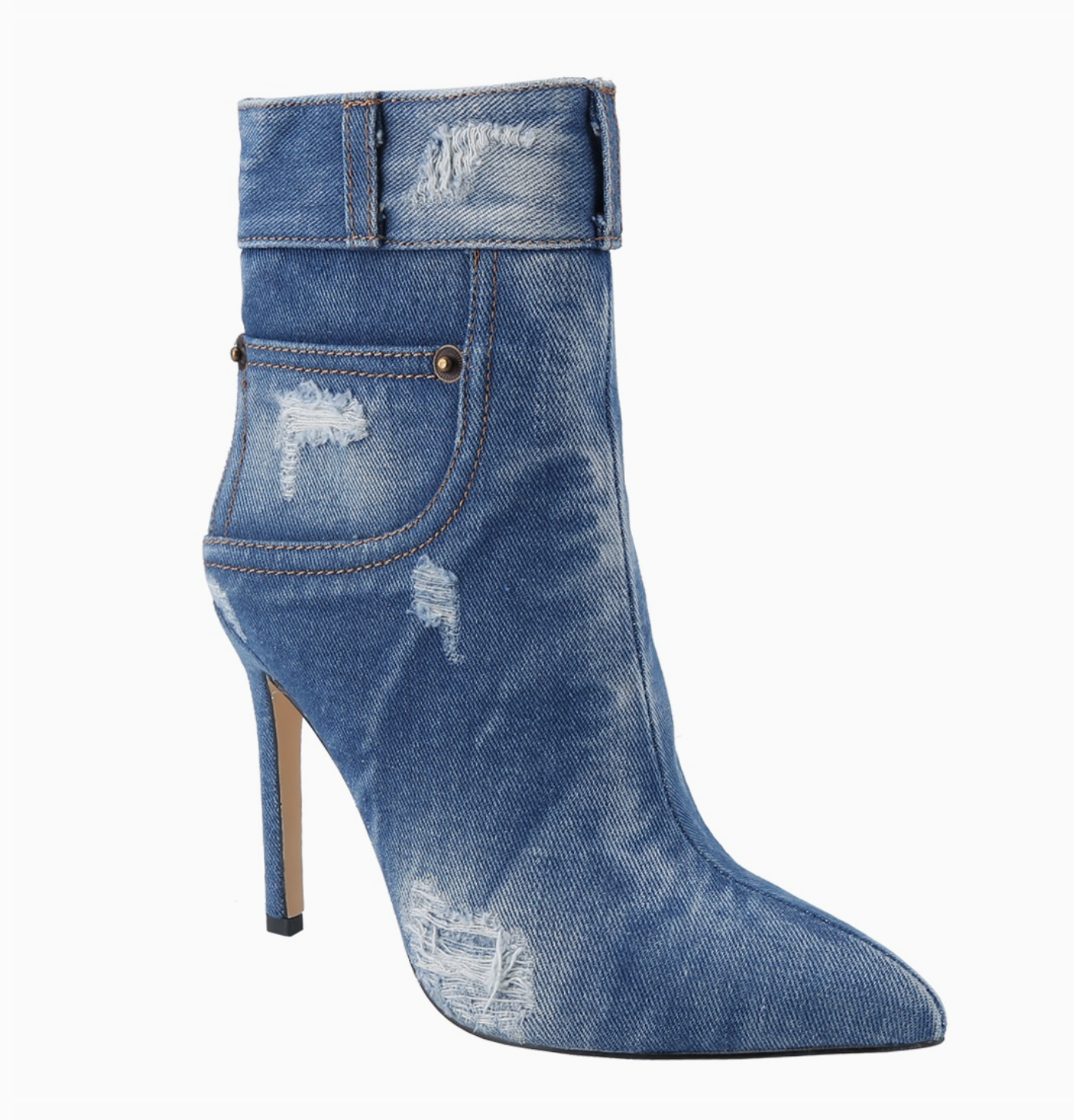 Terri Distress Denim Ankle Boot