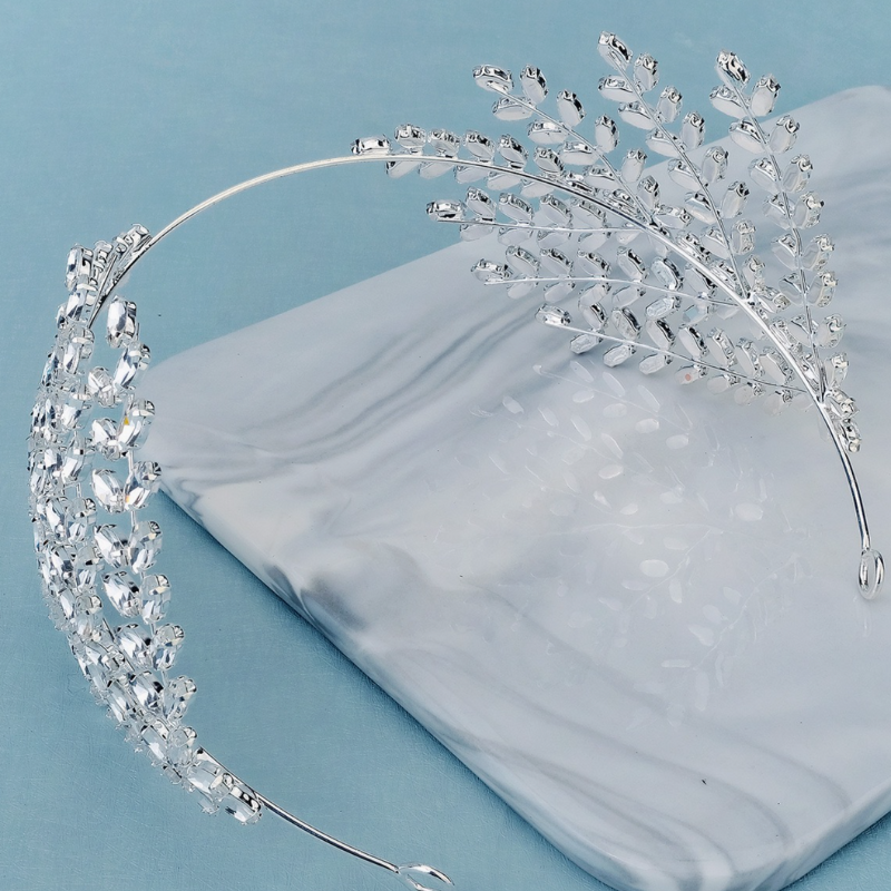 Valoria Crystal Wedding Headband, Bridal Bridesmaid Silver Headwear