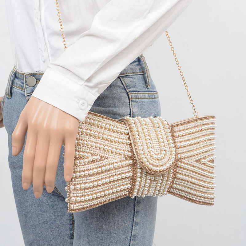 Vocelle Rhinestone and Pearl Bridal Clutch