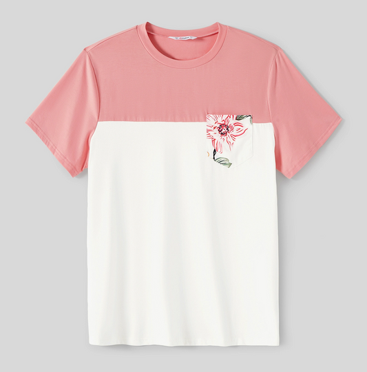 Cale Color Block Pink & Floral Men's T-Shirt