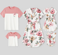 Load image into Gallery viewer, Caleb Color Block White Pink & Floral Toddler's T-Shirt
