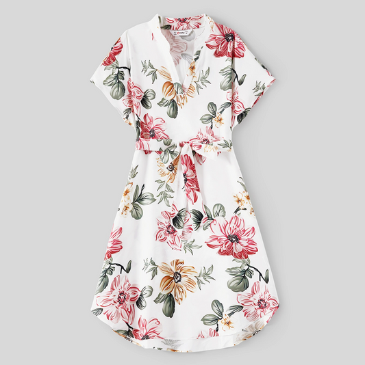 Calista White Pink Floral Woman's Dress