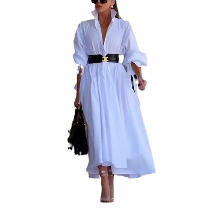 White Long Shirt Dress