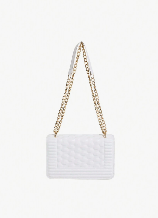 Chantel Embossed Striped Locket Buckle Rhombus Chain Shoulder Bag