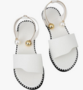 Load image into Gallery viewer, Kenya Open Toe Pearl and Gold Sandals Flats Ankle Metallic Ring Slides Comfort Walking Shoes
