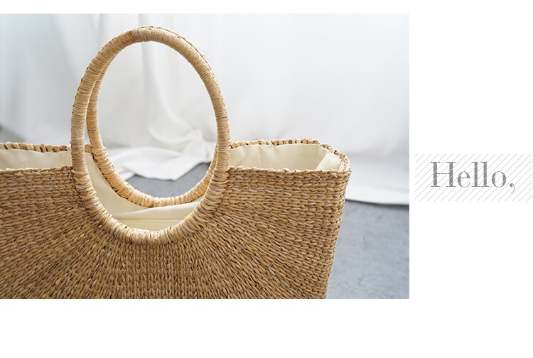 Woven Straw Summer Beach Tote Bag