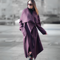 Load image into Gallery viewer, Yasmin Women's Autumn Purple Cashmere Blend Asymmetric Coat
