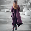 Load image into Gallery viewer, Yasmin Women's Autumn Purple Cashmere Blend Asymmetric Coat
