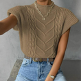 Load image into Gallery viewer, Yvette Mock Neck Short Sleeve Cable Sweater
