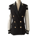 Load image into Gallery viewer, Zaza Faux Leather Contrast Baseball Blazer
