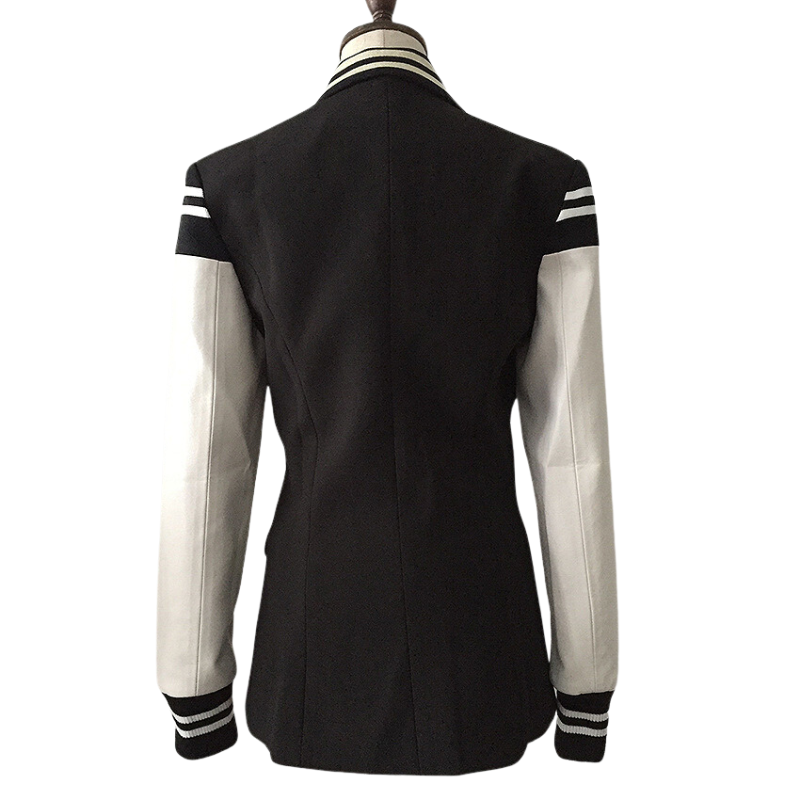 Zaza Faux Leather Contrast Baseball Blazer