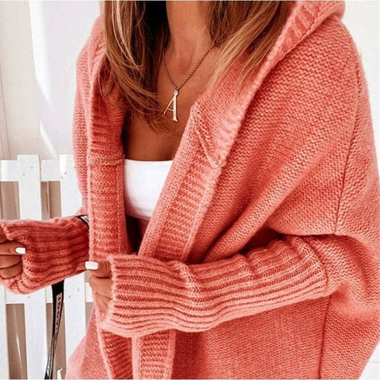 Long Sleeve Hooded Thick Casual Loose Cardigan Sweater