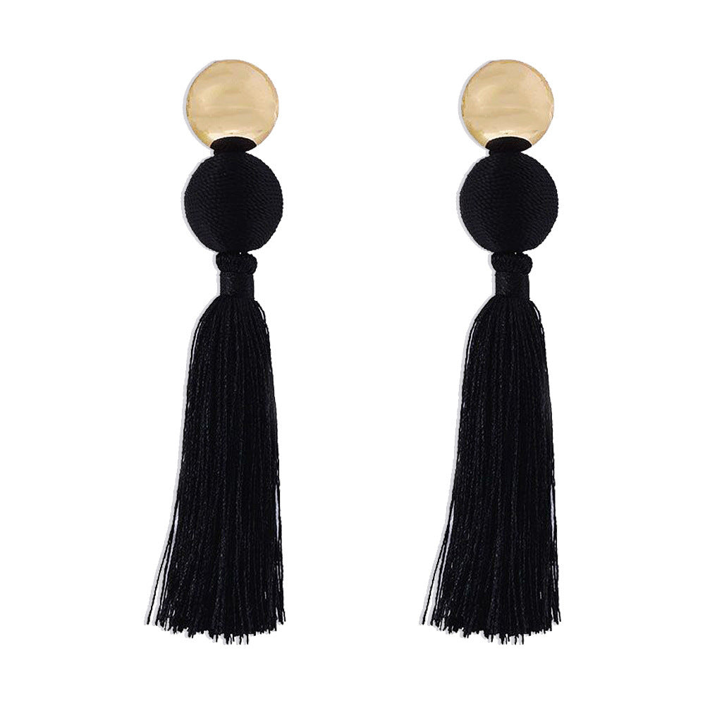 Cora Bohemian Shield Tassel Earrings