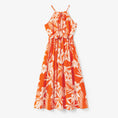 Load image into Gallery viewer, Family Matching Orange Beach Shirt & Floral Strap Dress Sets
