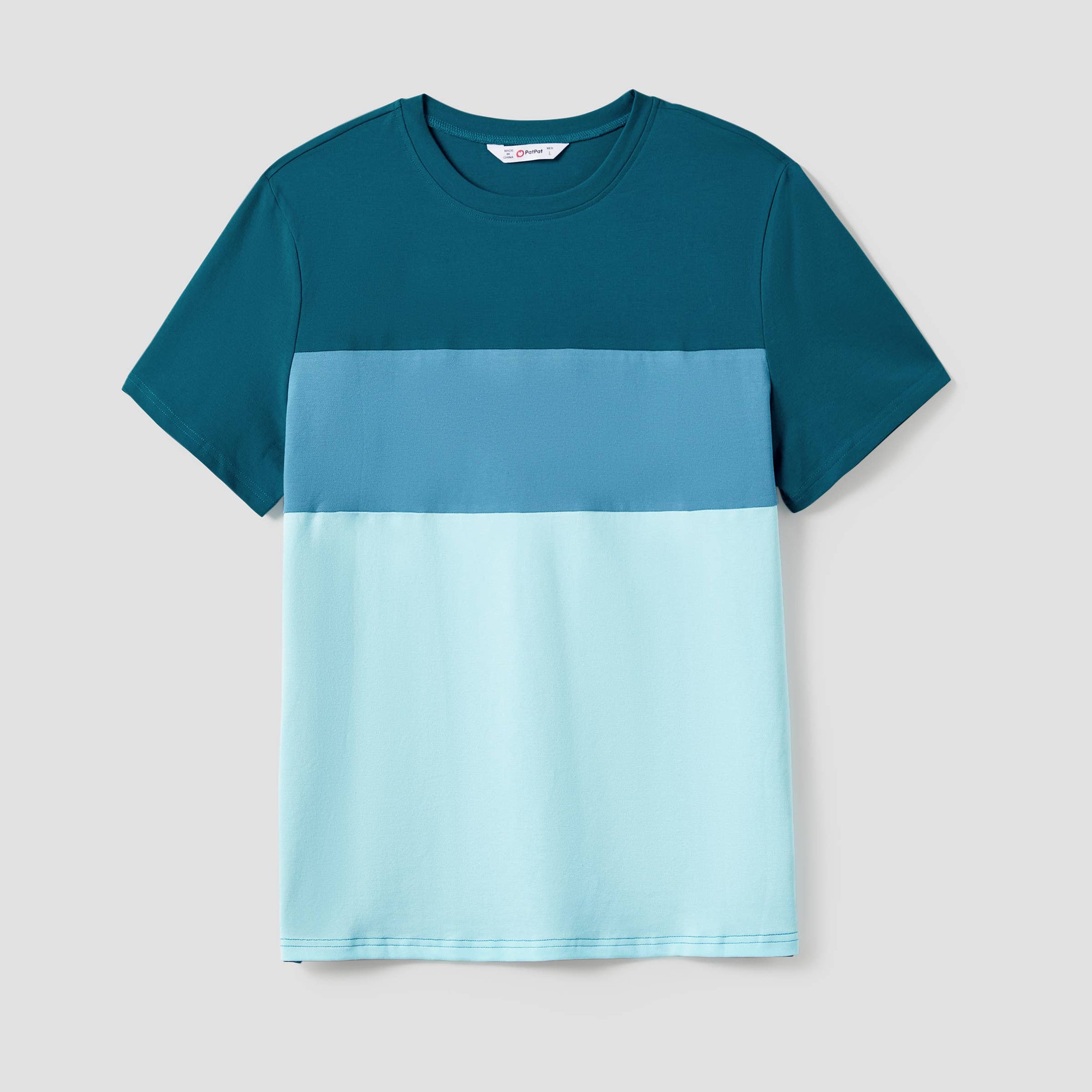 Family Matching Colorblock T-Shirt and Pineapple Strap Dress