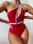 Load image into Gallery viewer, Roxy Women's One-Piece One Shoulder Solid Color Belt Backless Swimsuit
