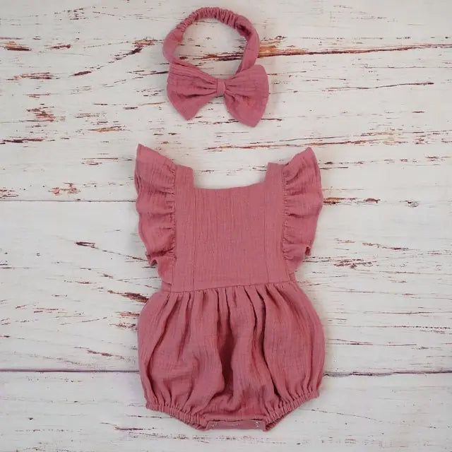 Amelia Organic Cotton Baby Girl Romper