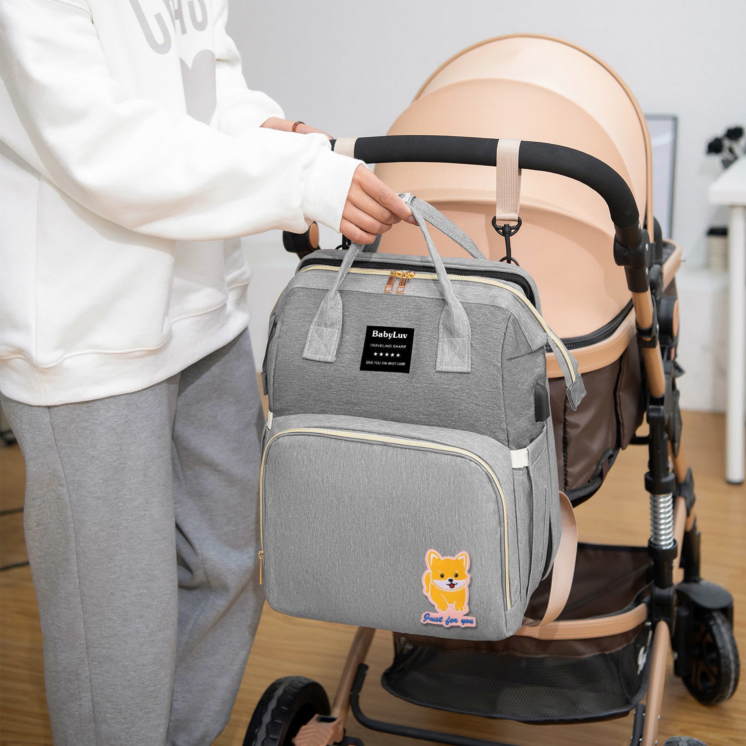 Versatile functionality as a diaper bag, changing table, and travel bassinet