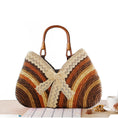 Load image into Gallery viewer, Pebbles Wheat Straw Blue Stripes Straw Bag Rattan Bag Garden Handbag
