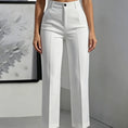 Load image into Gallery viewer, white tailored trousers women structured pants formal outfit
